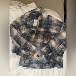 Plaid light blue Windsor Shacket